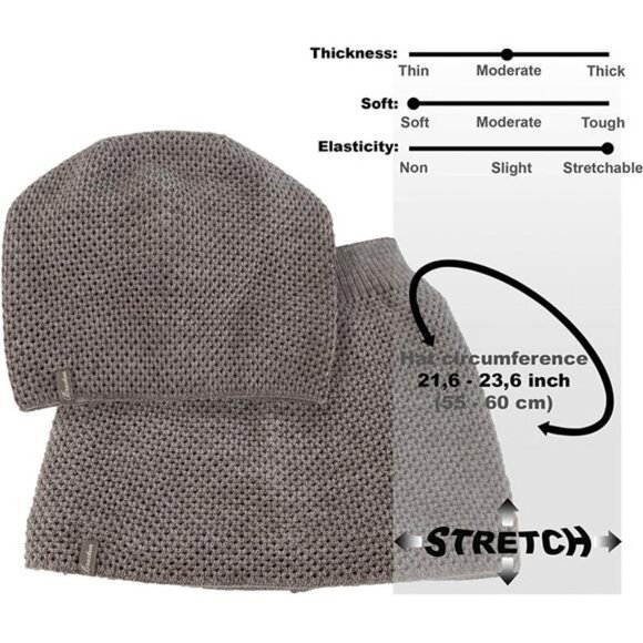 Women\'s Hat and Scarf Set Knit Winter Plain Beanie Neck Warmer, Dark Coffee main image 4